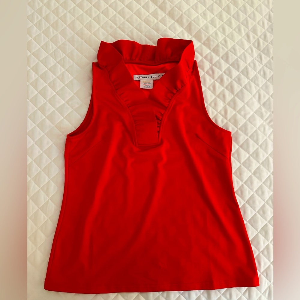 Gretchen Scott ruffle neck Sleeveless Top